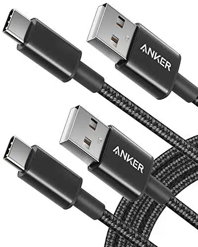 Anker USB C Cable, [Pack, ft] Premium Nylon USB A to USB C Charger Cable for Samsung Galaxy SS+, LG V, Beats Fit Pro and Charging Cord for USB C Port Camera (USB , Black)