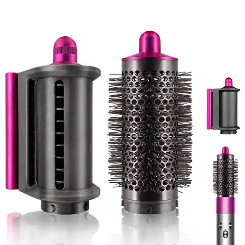 Anti flying Nozzle + Round Volumizing Brush For Dyson For Airwrap Styler HSHS, Smoothing Dryer Attachment for Dyson Airwarp
