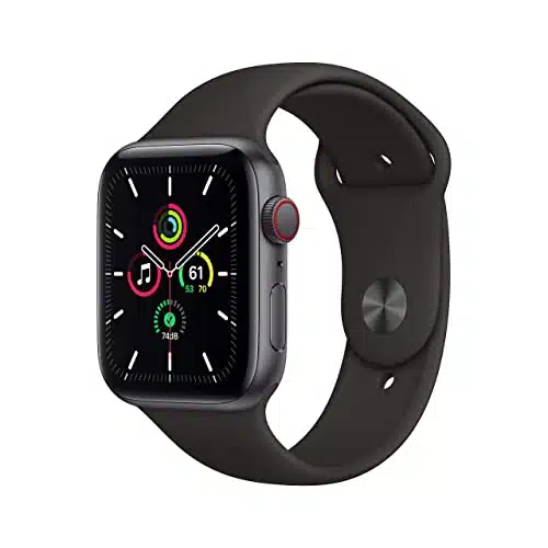 Apple Watch SE (GPS + Cellular, mm)   Space Gray Aluminum Case with Black Sport Band (Renewed)