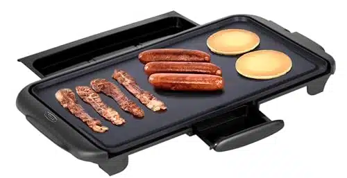 BELLA Electric Griddle with Warming Tray   Smokeless Indoor Grill, Nonstick Surface, Adjustable Temperature & Cool touch Handles, x , CopperBlack