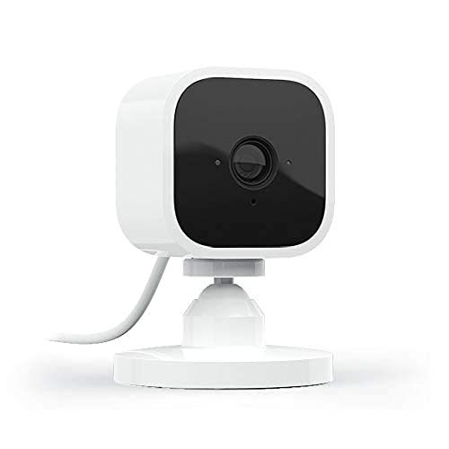 Blink Mini  Compact indoor plug in smart security camera, p HD video, night vision, motion detection, two way audio, easy set up, Works with Alexa  camera (White)