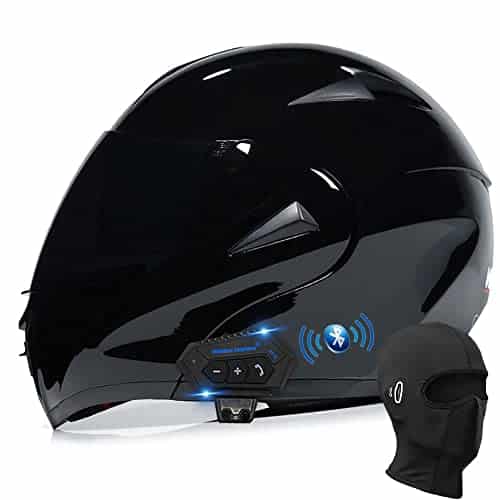 Bluetooth Modular Motorcycle Helmet, DOT Approved Flip Up Full Face Integrated Helmet, Double Visor Helmet Built in Dual Speaker with Microphone, for Adults Men and Women XS~XL