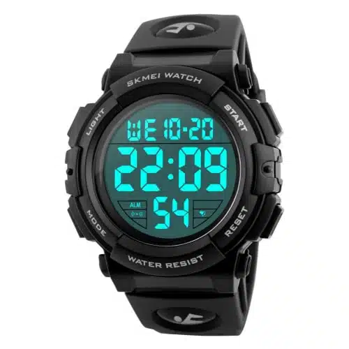 CakCity Mens Sports Watches Military Classic Stopwatch Large Dial Electronic LED Backlight Wristwatch  Waterproof Digital Watch for Mens with Large Number