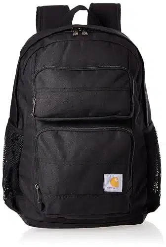 Carhartt L Single Compartment Backpack, Durable Pack with Laptop Sleeve and Duravax Abrasion Resistant Base, Black, One Size