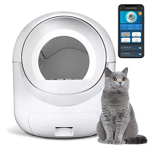 Cleanpethome Self Cleaning Cat Litter Box, Automatic Cat Litter Box with APP Control Odor Removal Safety Protection for Multiple Cats