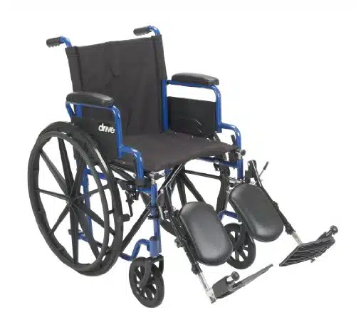 Drive Medical BLSFBD ELR Blue Streak Lightweight Wheelchair with Swing Away Elevating Leg Rests and Flip Back Arms