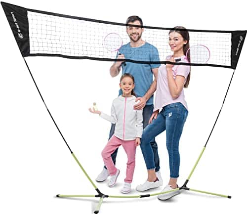 E jet Badminton Net, Portable & Instant Setup (Tool Free Assembly)   Backyard Fun, Beach Park Picnic Outdoor Games, Green, x Ft (EOB)