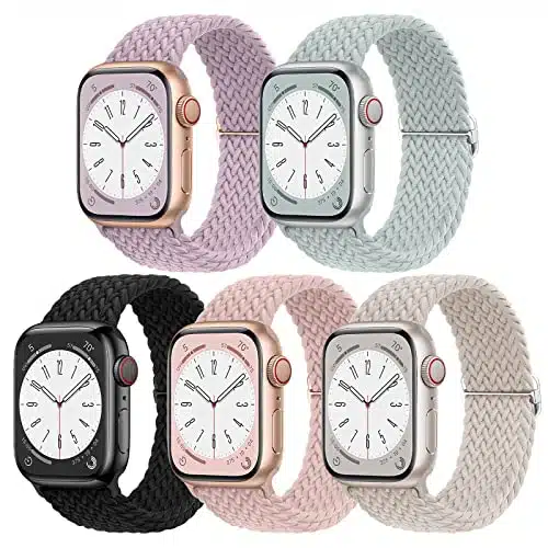 EOMTA Pack Braided Stretchy Adjustable Straps Compatible for Apple Watch Ultra Band mm mm mm mm mm mm mm for Women Men ,Sport Elastic Nylon Cloth Wristbands for iWatch Series