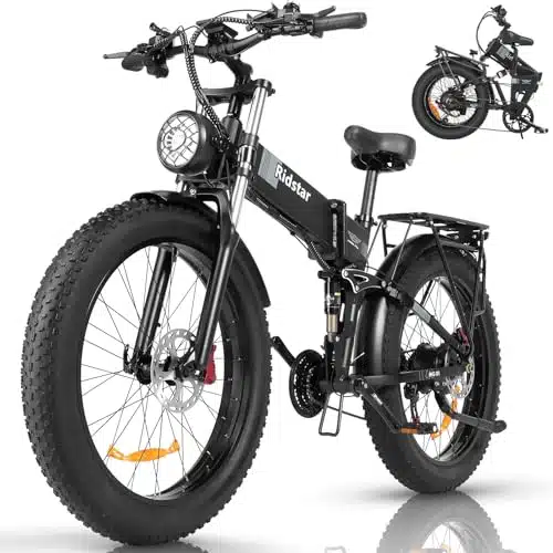 Electric Bike for Adults, PH Foldable Ebike, '' X Fat Tire Beach Mountain Bikes V AH BMS Battery Adult Electric Bicycles Speed Dual Suspension