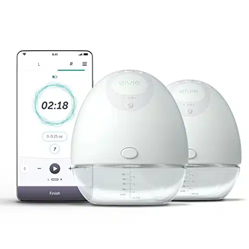 Elvie Double Electric Wearable Smart Breast Pump  Silent Hands Free Portable Breast Pump That Can Be Worn in Bra with App odes & Variable Suction