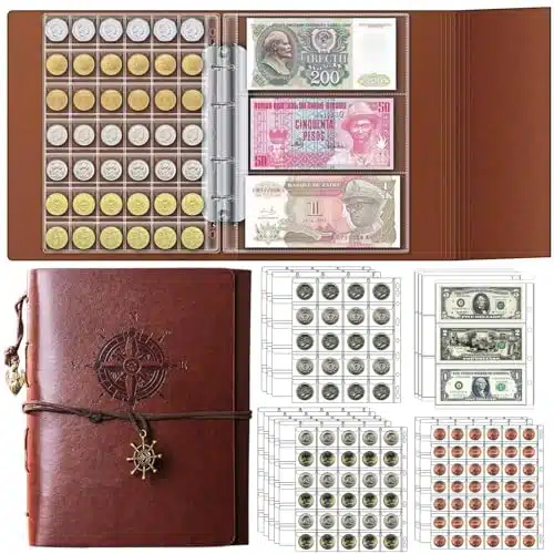 Ettonsun Pocket Coin Collection Book, Coin Collection Supplies, Coin Collecting Books, pcs Bill & pcs Coin Collection Holder Storage Album for all Coins, Quarter,Nickel,Dollar, Currency,Stamp