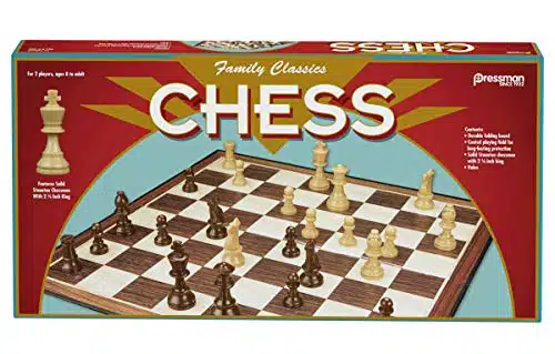 Family Classics Chess by Pressman   with Folding Board and Full Size Chess Pieces