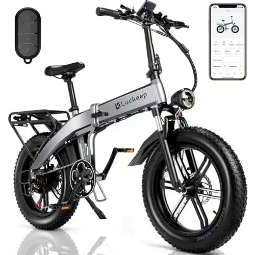 Folding Electric Bike for Adults  Peak BAFABG Motor PH V AH Battery iles Range Foldable Ebikes for Adults Electric Bicycle Inch Fat Tire E Bike with Hydraulic Disc Brake APP Control