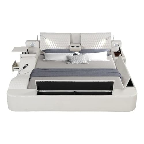 Galaxy Home Furnishings Zoya Smart Multifunctional Queen Size Bed Made with Wood in White