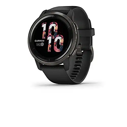 Garmin Venu , GPS Smartwatch with Advanced Health Monitoring and Fitness Features, Slate Bezel with Black Case and Silicone Band , mm