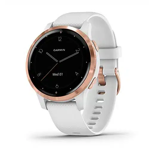Garmin vivoactive S, Smaller Sized GPS Smartwatch, Features Music, Body Energy Monitoring, Animated Workouts, Pulse Ox Sensors, Rose Gold with White Band