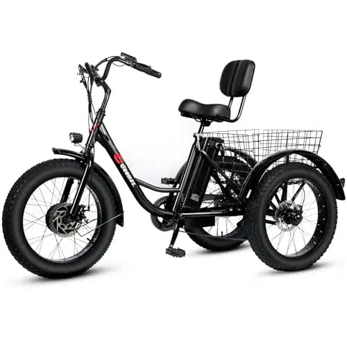 Geemax Electric Tricycle for Adults, x Fat Tire Electric Trike, V  Ah Lithium Battery UL Certified, Motorized heel Electric Bicycle with Large Basket Outdoor Beach Sonw