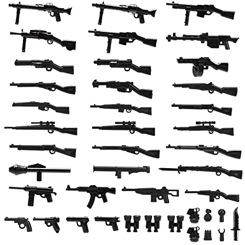 Gresdent W Toy Soldiers Figures Army Battle Toy Set WWII Weapon Battle Building Blocks Compatible with Major Brand(Black pcs)