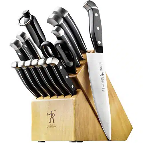 HENCKELS Premium Quality Piece Knife Set with Block, Razor Sharp, German Engineered Knife Informed by over Years of Masterful Knife Making, Lightweight and Strong, Dishwasher Safe