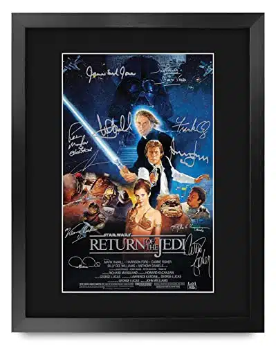HWC Trading Framed x Print   Star Wars   Return of the Jedi Movie Poster Cast Signed Gift Mounted Printed Autograph Film Gifts Photo Picture Display