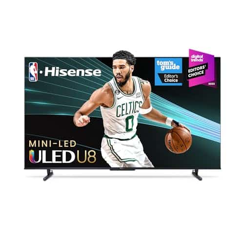Hisense Inch Class USeries ULED Mini LED Google Smart TV (UK, odel) QLED, Native Hz, Nit, Dolby Vision IQ, Full Array Local Dimming, Game Mode Pro, Compatible with Alexa