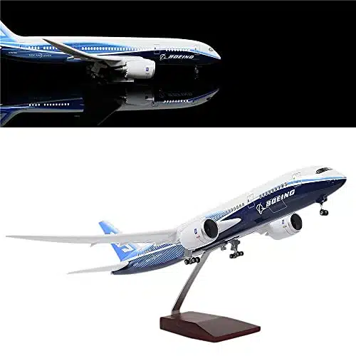 Hours  Scale Model Jet Boeing Plane Model Aircraft Model Kits Display Diecast Airplane Model for Adults with LED Light(Touch or Sound Control)
