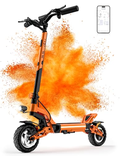 JGH XElectric Scooter Adults Max mph, Pneumatic Tire, Power by , iles Long Range Double Braking System Scooter Electric with Smart APP NFC LCD Display
