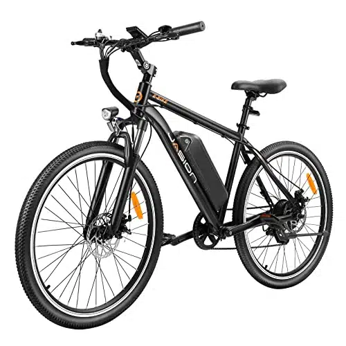 Jasion EBElectric Bike for Adults with h Removable Battery, iles PH Commuting Electric Mountain Bike with  Brushless Motor, Shimano Speed, Tires and Front Fork Suspension