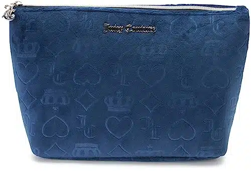 Juicy Couture Women's Cosmetics Bag   Travel Makeup and Toiletries Top Zip Wedge Pouch, Size One Size, Blue