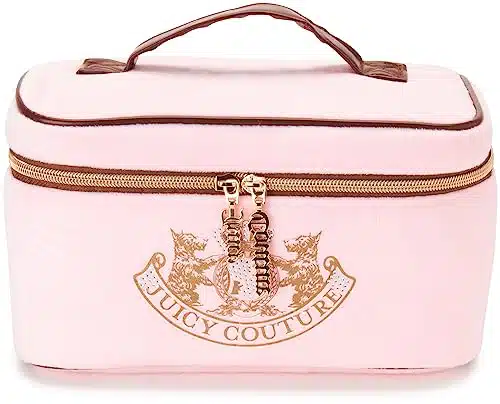 Juicy Couture Women's Cosmetics Bag   Travel Makeup and Toiletries Train Case Organizer, Size One Size, Light Pink