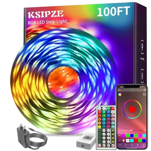 KSIPZE ft Led Strip Lights RGB Music Sync Color Changing,Bluetooth Led Lights with Smart App Control Remote,Led Lights for Bedroom Room Lighting Flexible Home DÃ©cor
