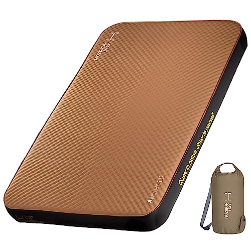 LOSTHORIZON Thick Self Inflating Sleeping Pad with Solid Foam, Camping Mattress with Air Pump, Portable Roll Up Bed, Inflatable Outdoor Mat for Rooftop Tent Car Truck Van, Season