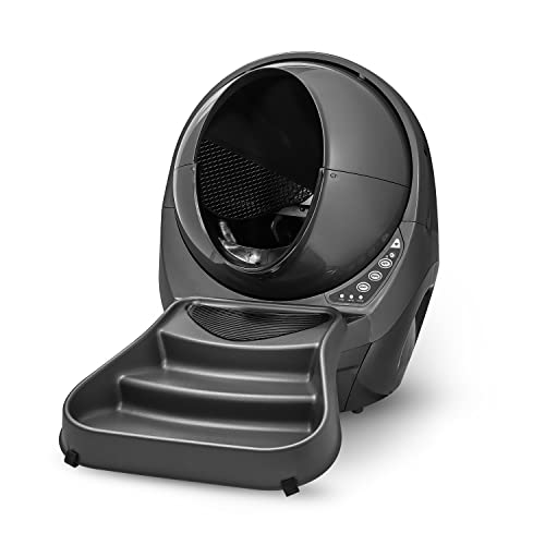Litter Robot Connect & Ramp by Whisker   Automatic, Self Cleaning Cat Litter Box, WiFi Enabled, Works with Any Clumping Litter, Designed & Assembled in USA (Grey), Year WhiskerCare Warranty