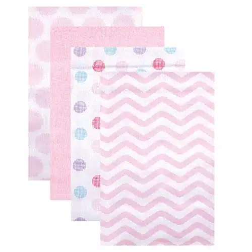 Luvable Friends Unisex Baby Cotton Flannel Receiving Blankets, Pink Dots Pack, One Size