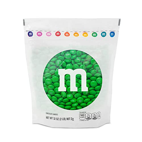 M&MS Green Milk Chocolate Candy, lbs of M&M'S in Resealable Pack for Candy Bars, St. Patrick's Day Parties, Birthdays, Graduations, Dessert Tables & DIY Party Favors