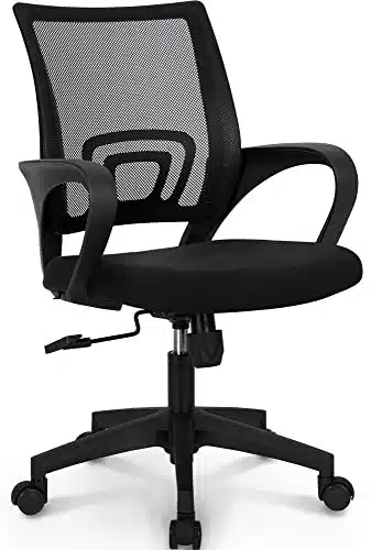 Neo Chair Office Computer Desk Chair Gaming Ergonomic Mid Back Cushion Lumbar Support with Wheels Comfortable Blue Mesh Racing Seat Adjustable Swivel Rolling Home Executive (Black)