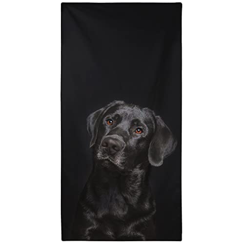 OHTMTHO Oversized Beach Towel Quick Dry Sand Free Lightweight Microfiber Beach Towels for Swim Pool Camping Travel, Dog Theme Labrador Print Black Lab, x