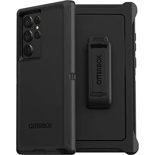 OtterBox Galaxy SUltra Defender Series Case   BLACK, Rugged & Durable, with Port Protection, Includes Holster Clip Kickstand