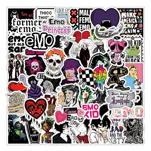 Pcs Emo Stickers Pack, Depressed Decadent Mood Aesthetic Waterproof Vinyl Sticker Decals for Water Bottle,Skateboard,Laptop,Phone,Journaling,Scrapbooking  Gifts for Adults Teens Kids (Emo)