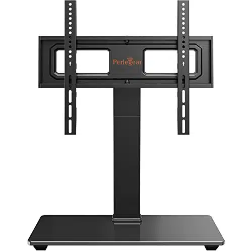Perlegear Universal Swivel TV Stand for inch TVs, Height Adjustable Table Top TV Stand Mount with Tilt, Tempered Glass Base, Holds up to lbs, Max VESA xmm, PGTVS