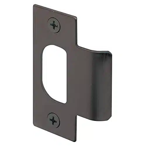 Prime Line E Solid Brass Standard T strike Door Strike Plate, in. Hole Spacing, Classic Bronze Plated (Single Pack)