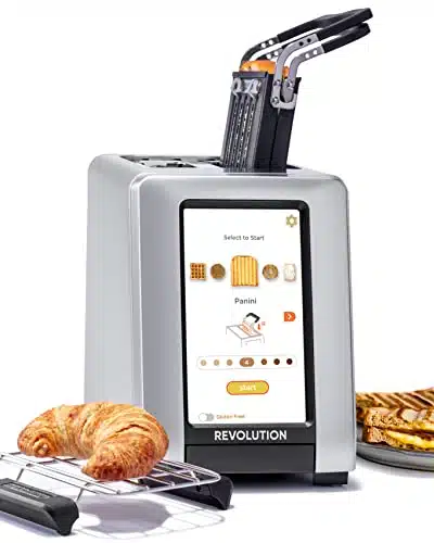 Revolution RHigh Speed Touchscreen Toaster, Slice Smart Toaster with Patented InstaGLO Technology, Warming Rack & Panini Press