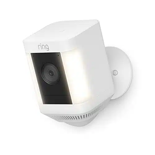 Ring Spotlight Cam Plus, Battery  Two Way Talk, Color Night Vision, and Security Siren (release)   White