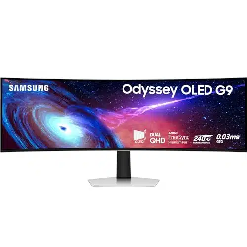 SAMSUNG Odyssey GSC Series OLED Curved Gaming Monitor, Hz, ms, Dual QHD, DisplayHDR True Black , FreeSync Premium Pro, Height Adjustable Stand, LSCGSNXZA,