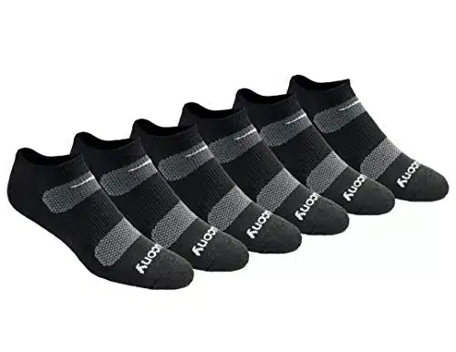 Saucony mens Multi pack Mesh Ventilating Comfort Fit Performance No show Socks, Black Basic (Pairs), Shoe