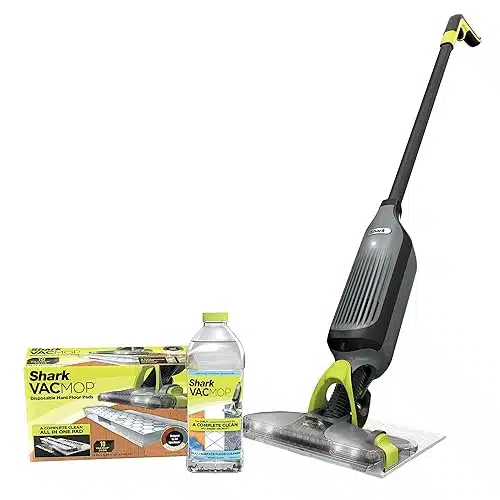 Shark V VACMOP Pro Cordless Hard Floor Vacuum Mop with LED Headlights, Disposable Pads & oz. Cleaning Solution, Charcoal Gray