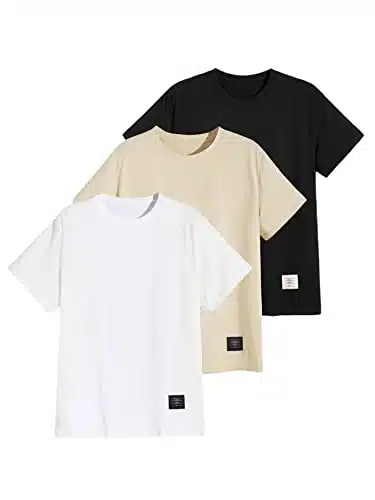 SheIn Men's Piece Basic Short Sleeve Crew Neck Letter Patched Solid Tee Shirt Tops Multicolor L