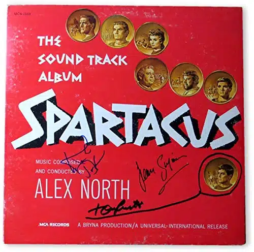 Spartacus Cast Signed Autograph Album Cover Kirk Douglas Tony Curtis JSA HH