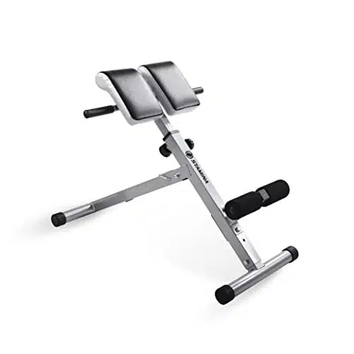 Stamina Hyperextension Bench   Adjustable and Foldable Exercise Bench Roman Chair with Smart Workout App   Up to lbs Weight Capacity