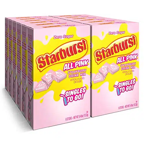 Starburst Singles To Go Powdered Drink Mix, All Pink Strawberry, Boxes with Packets Each   Total Servings, Sugar Free Drink Powder, Just Add Water, Count (Pack of )
